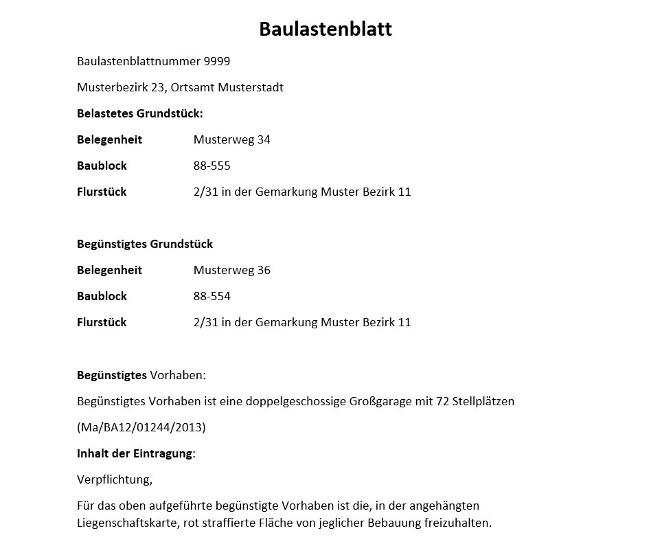 Baulastenverzeichnis Muster Beispiel