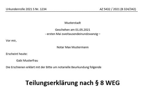 Teilungserklärung Muster Beispiel